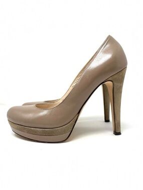 CHARLES DAVID taupe platform heels, made In Italy, size 8